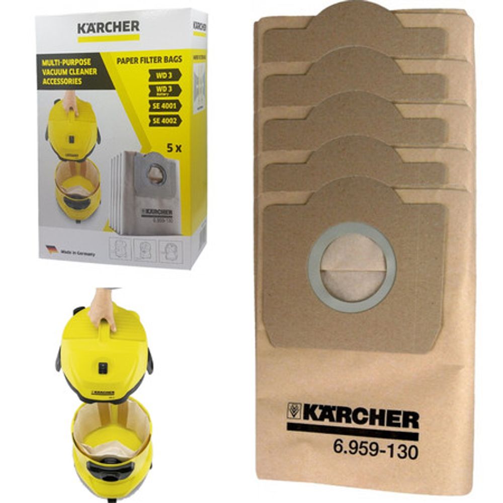 5 bolsas de polvo 1 filtro compatible con la aspiradora Karcher WD3 Premium